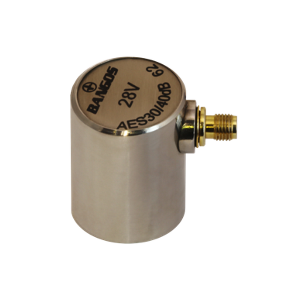 Bangos integral 30 kHz resonant acoustic emission sensor with built-in 40dB preamplifier